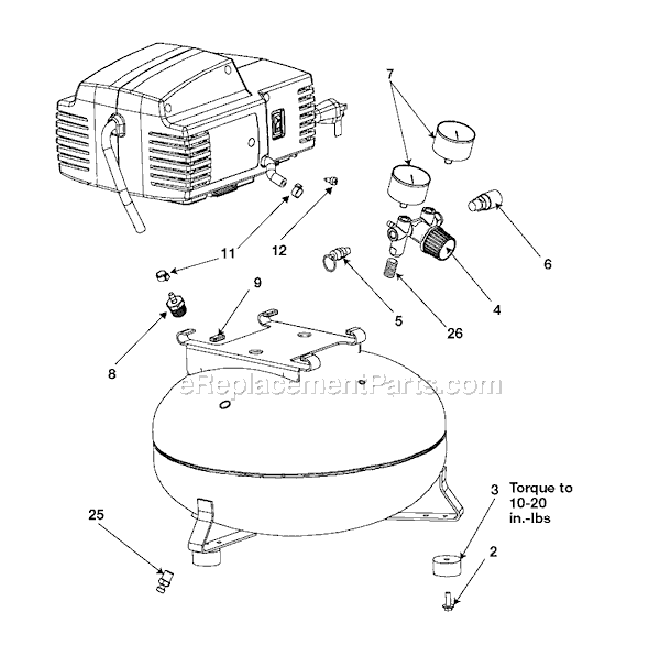 Page A Diagram and Parts List for CFBN125N Type 1 Porter Cable Compressor